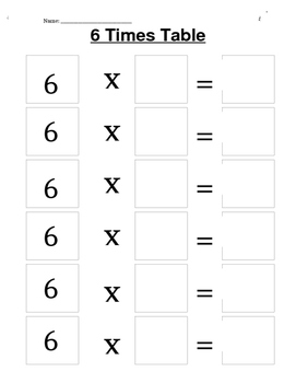 6 Times Table by Sped Teacher Tips | TPT