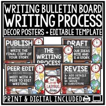 Preview of Writing Process Poster Clip Anchor Chart Bulletin Board ELA Classroom Decor