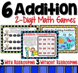 6 Two Digit Addition Math Center Games With and Without Re