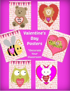 Preview of 6 Valentine's Day POSTERS - AND - 6 CARDS for your students