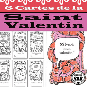 6 Cartes De La Saint Valentin 6 French Valentine Cards By Madame Yak