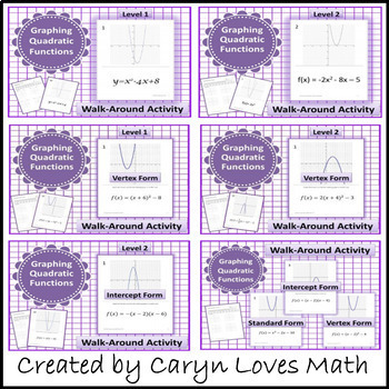 Preview of Graphing Quadratic Equation Bundle~Standard~Vertex~Factor~Intercept Form