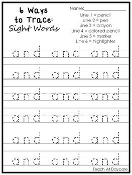 6 ways to trace dolch pre primer sight words worksheets