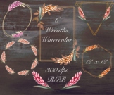 6 Wreath Watercolor with Ginger Flowers png transparent ba