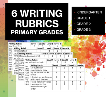 Preview of 6 Writing Rubrics (Variety) - Primary - Language/Literacy - Assessment for K-3