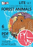 6 coloring pages Forest Animals. Printable PDF file.