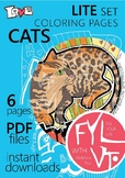 6 coloring pages Love Cats. Printable PDF file.