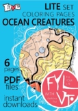 6 coloring pages Ocean Creatures. Printable PDF file.