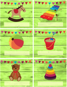 Preview of LABELS, TOY themed - editable - 4 pgs 4 different styles, colorful organization