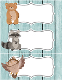 6 large labels, 2pgs in word - woodland animals - bear, ow