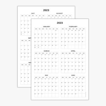 6 months calendar 2023 printable, Minimalist calendar large, A2, 24 x 36