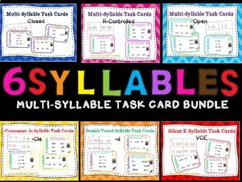 Preview of Orton Gillingham Activities 6 Syllable Types Task Cards Bundle
