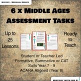 6 x Middle Ages Assessment Tasks over 25 lessons - Medieva