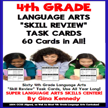 Preview of 4th Grade Language Arts Task Cards, Review All Standards! 60 Cards in All!