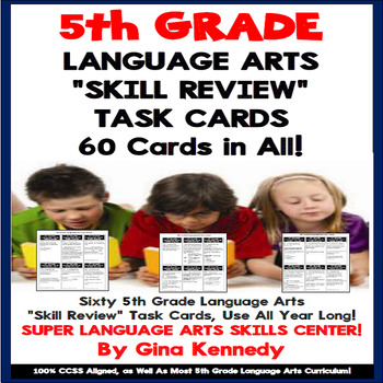 Preview of 5th Grade Language Arts Task Cards, Review All Standards! 60 Cards in All!
