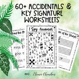 60+ Accidentals & Key Signature Worksheet: Sharps- Flats -