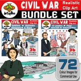 Bundle of 72 American Civil War realistic color clip art i