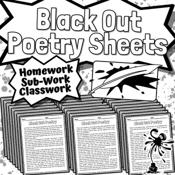 Preview of 100 Black Out Poetry Worksheets | PowerPoint Instructions Included!