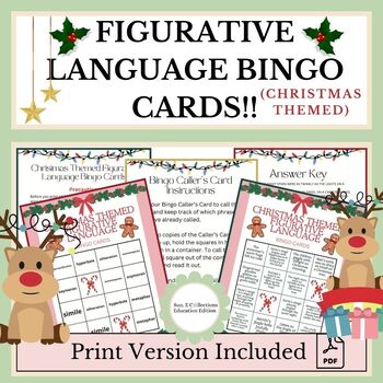 Preview of 60 Christmas Themed Figurative Language BINGO Cards!!