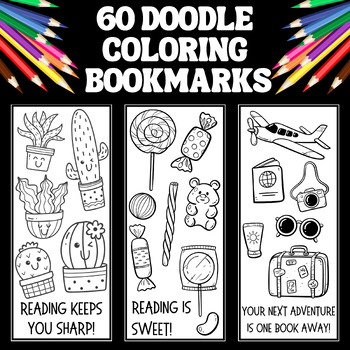 Preview of 60 Color Me Doodle Bookmarks