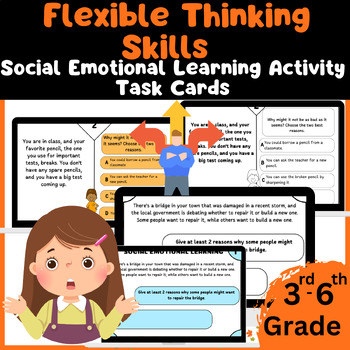 Preview of Flexible Thinking Skills: Social Emotional Learning Activity Task Cards