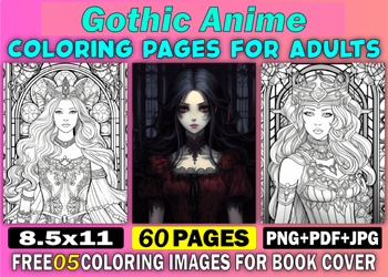 60 Gothic Anime Coloring Book for Adults Happy new year 2024 coloring page
