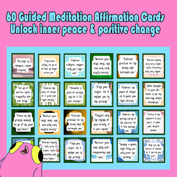 Preview of 60 Guided Meditation Affirmation Cards: Unlock inner peace & positive change