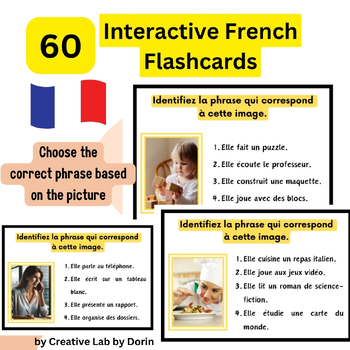 Preview of 60 Interactive French Flashcards - Image-Based Learning from Easy to Advanced