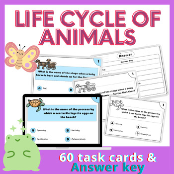 Preview of 60 Life cycle of Animals Task Card