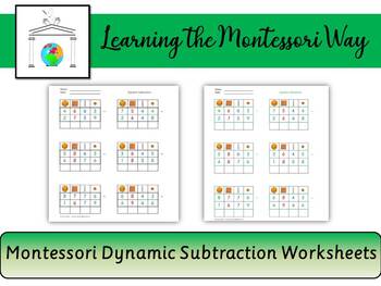 Preview of 60 Montessori Dynamic Subtraction | Distance Learning