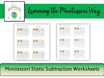 Preview of 60 Montessori Static Subtraction | Distance Learning