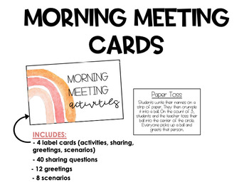 Preview of 60 Morning Meeting Cards | Community Building