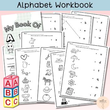 Preview of 60-Page Alphabet Learning Book: Preschool-Kindergarten, Letter Tracing Worksheet