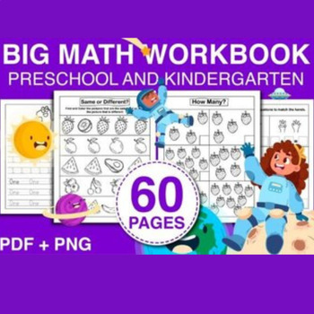 Preview of 60 Pages Big Math Activity and Workbook for Kids