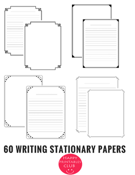 Preview of 60 Writing Stationary With Black Border-Creative Writing Papers