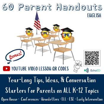 Preview of 60 Parent Info Handouts K-12 + Bonus YouTube Videos | U.S. Schools Explained