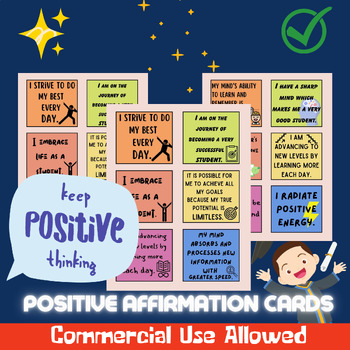 60 Positive Affirmation Cards for Students: Empowering Back-to-School ...