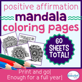 60 Positive Affirmations for Kids MANDALA Coloring Pages