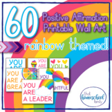 60 Positive Affirmations for Kids Rainbow Classroom Decor