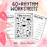 60+ Rhythm Worksheets: Trace it / Music Math / Time Sigant