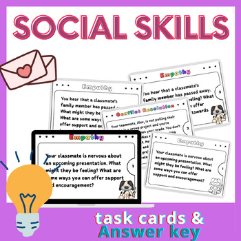 Preview of SOCIAL SKILLS Task Cards for Middle & High School SEL Activities