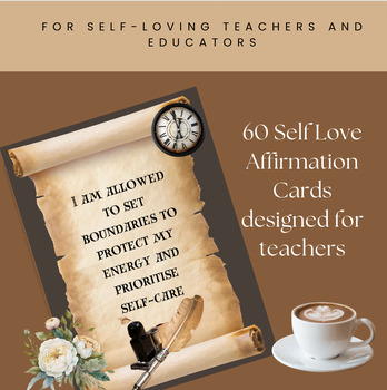 Preview of 60 Wellness Themed Affirmation Cards for Teachers