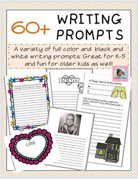 Preview of 60+ Writing Pages in color or B&W for Distance Learning and Classroom Friendly