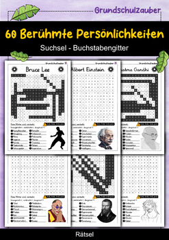 Preview of 60 berühmte Persönlichkeiten Suchsel SPARPAKET - Buchstabengitter (Deutsch)