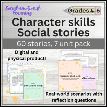 Preview of 60 intermediate and middle school social stories - Character skills BUNDLE
