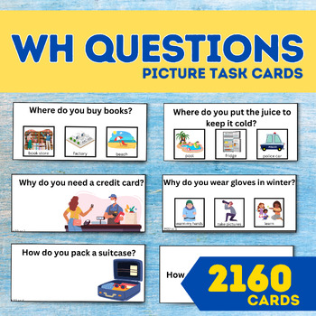 Preview of 600 Wh Questions:Who What Where When Why How Which - 2160 Cards Speech Therapy