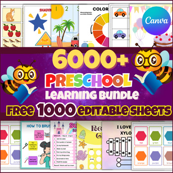 Preview of 6000+ Pre School Worksheet Bundle with 1000+ Canva Editable Worksheets