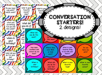 Preview of 153 Conversation starter cards (2 sets) - great for social skills / conversation