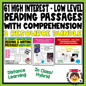 Preview of 61 High Interest Low Level Reading ComprehensionPassages Bundle 1