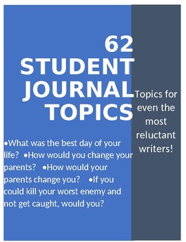 Preview of 62 Student Journal Topics